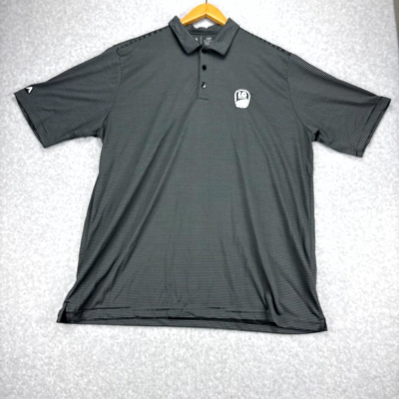 Antigua Other - Antigua Polo Shirt Mens Tall 2XL Black White Striped Short Sleeve LG Seeds Golf